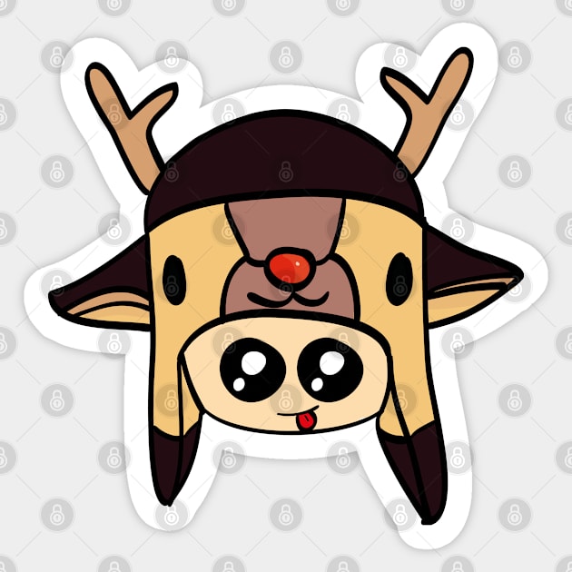 Reindeer Hat Sticker by munkidesigns